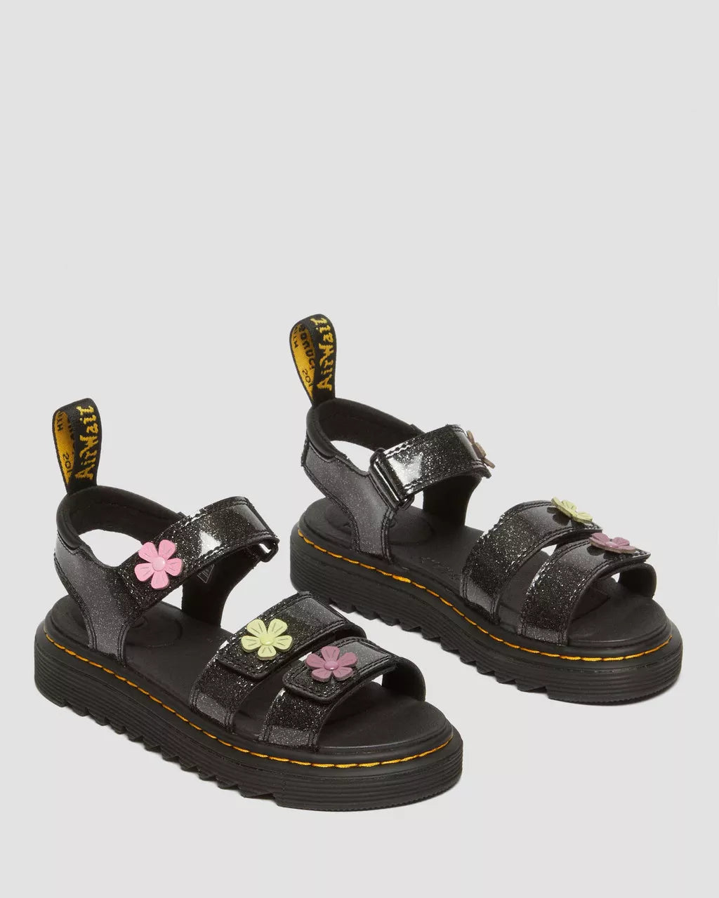 DR MARTENS Junior Klaire Coated Glitter Velcro Sandals