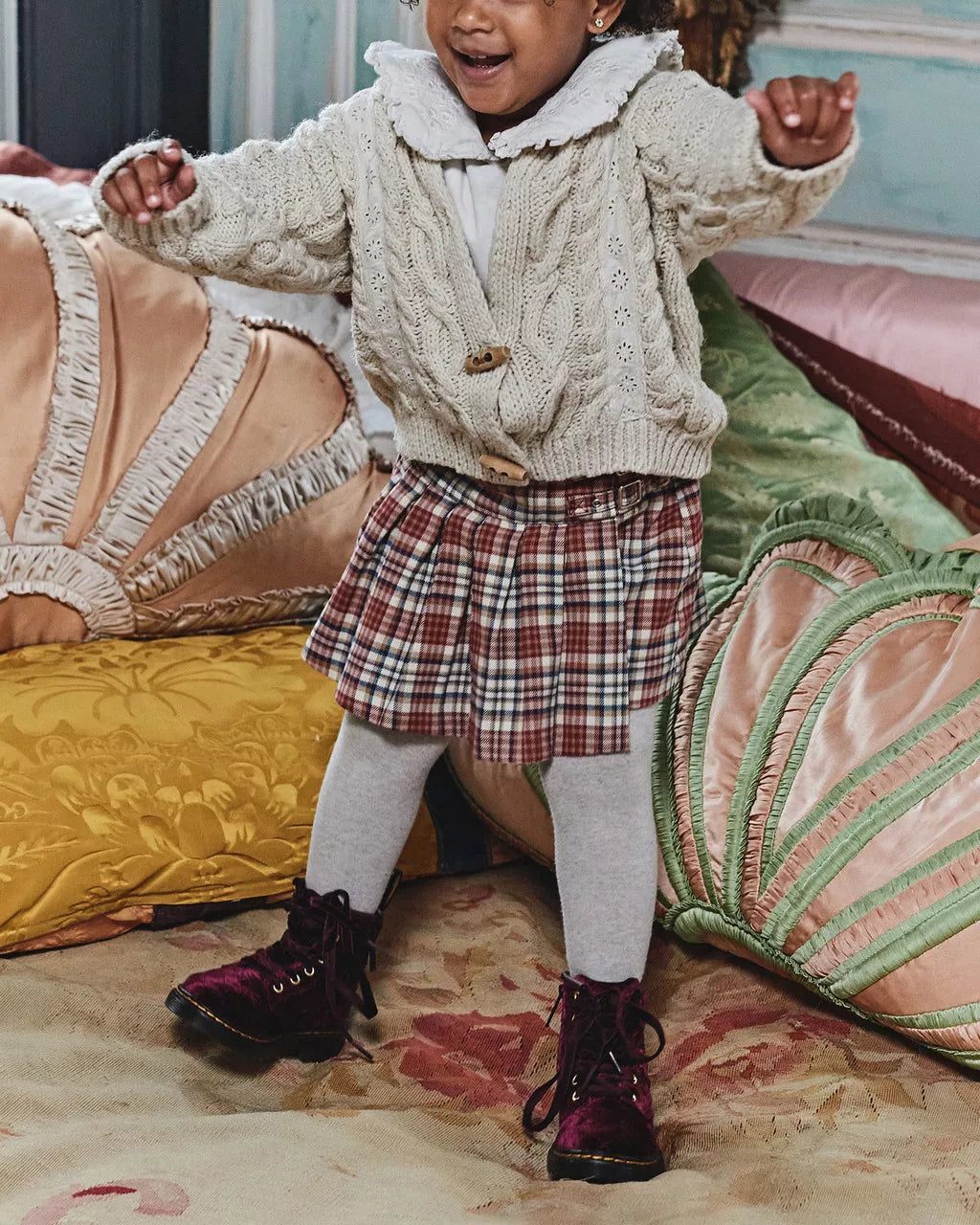 DR MARTENS Toddler 1460 Velvet Lace Up Boots