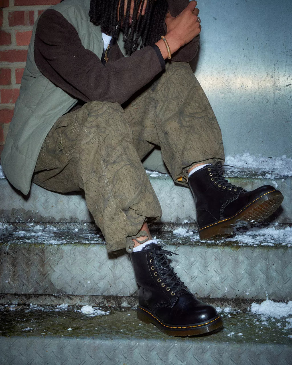 DR MARTENS Vegan 1460 Borg Lined Lace Up Boots