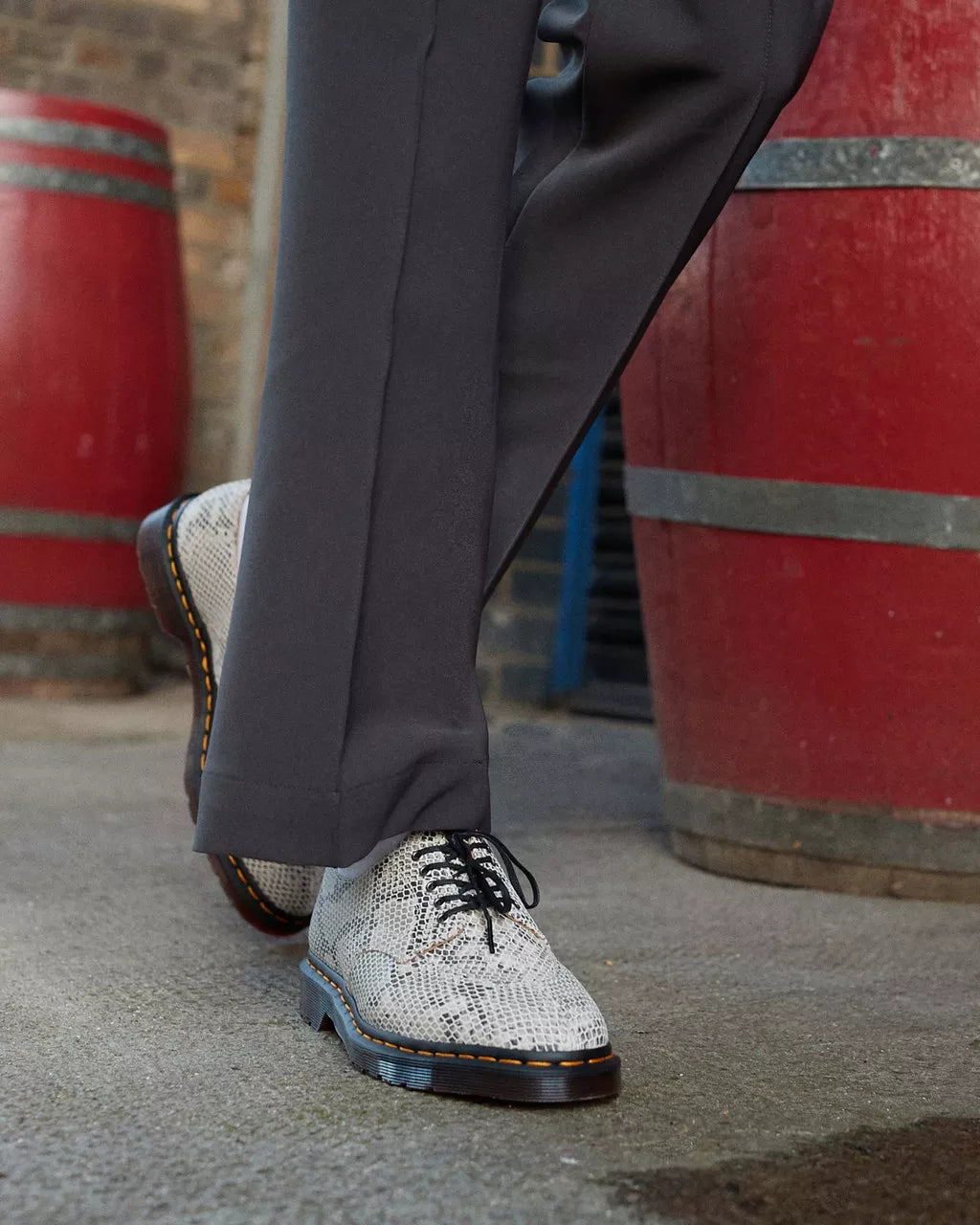 DR MARTENS 2046 Python Print Suede Oxford Shoes